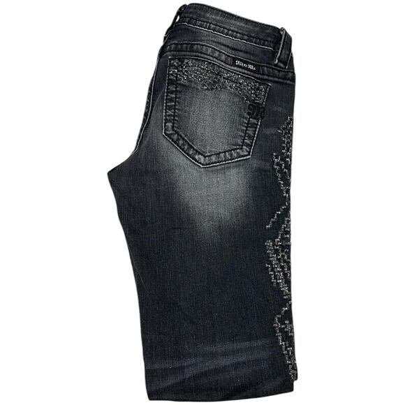 Miss Me Silver Tribal Thigh Grey Signature Skinny Jeans - Picture 2 of 5